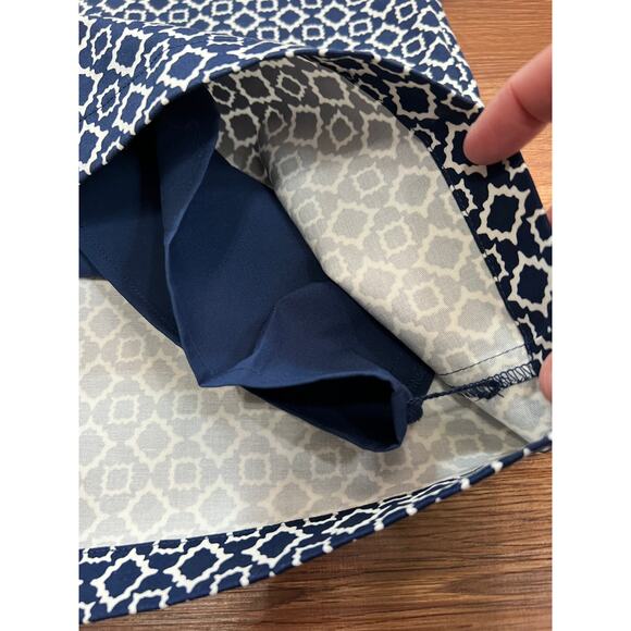 Talbot Navy and White Size 12 Medallion Geometric Print A-line Pencil Skirt - Picture 5 of 5